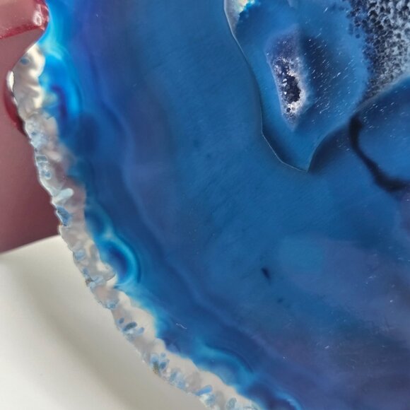 Cobalt Blue Tone Agate Geode Slab Slice Quartz Polished - 5 Inch - Picture 6 of 10